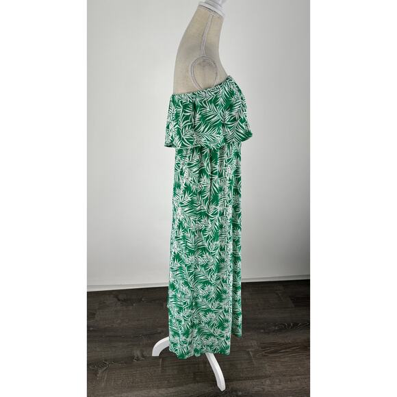 Japna Womens Tropical Strapless Maxi Dress Size Medium NWT Green White New - Picture 4 of 8